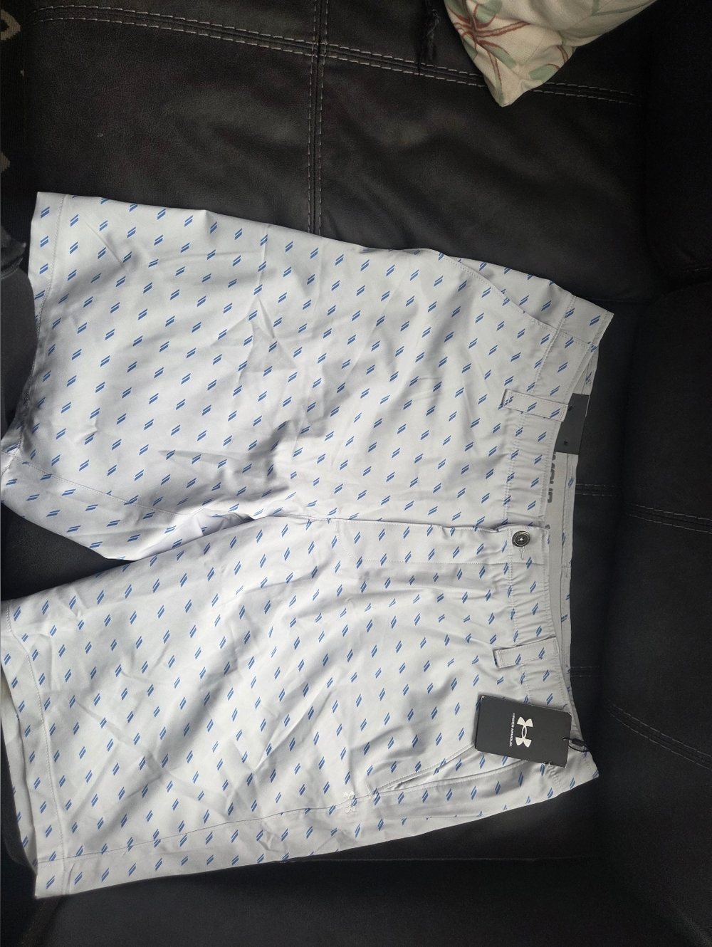 Under Armour White Shorts with Blue Micro Print